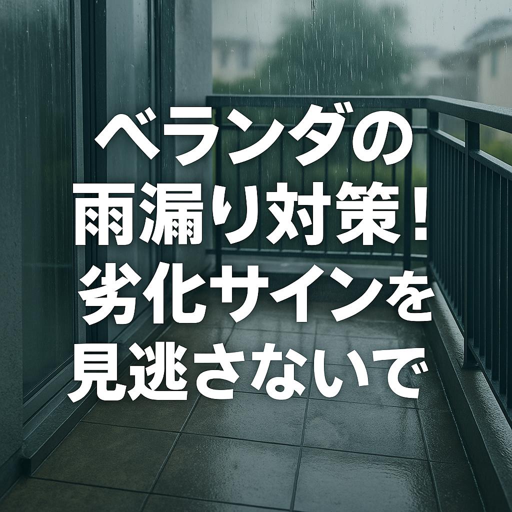 ベランダの雨漏り対策！劣化サインを見逃さないで